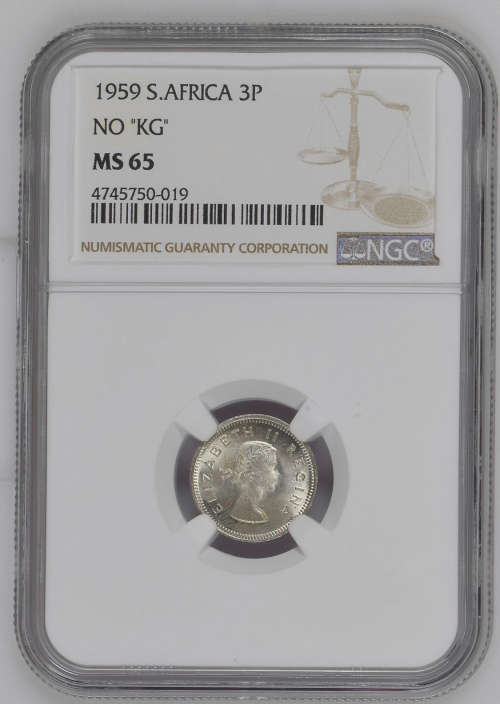 HOT - MS65 VERY SCARCE IN THIS CONDITION -  1959 3D "NO KG" VERIETY BRILLIANT UNC MS65