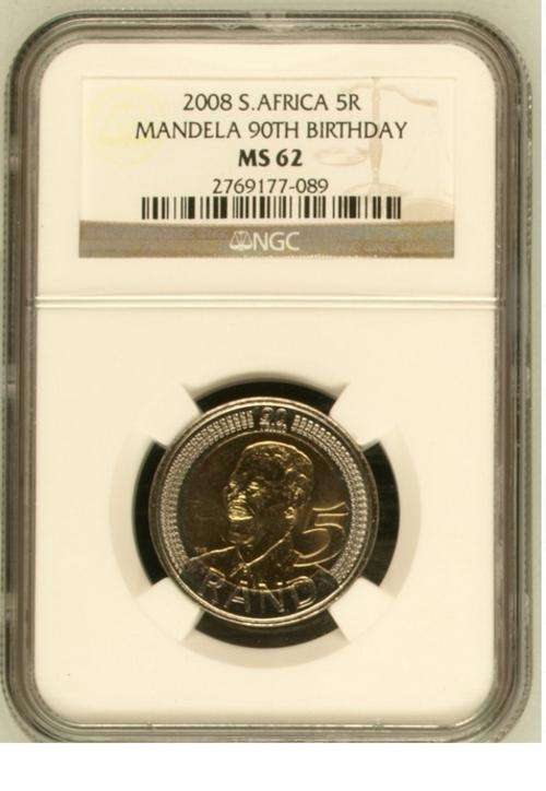 BRAND NEW MS-62 GRADED BY NGC - 2008 Mandela 90th Birthday R5