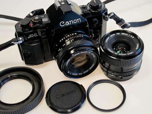Canon A-1 with FD 50mm 1,8 + 28mm 2,8***Excellent***