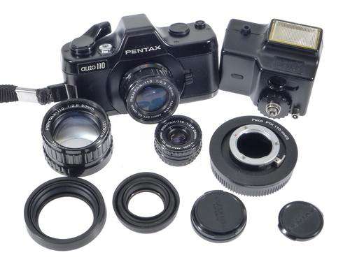 **MICRO 4/3**Pentax Auto 110,Flash18mm,24mm,50mm and Micro 4/3 Adapter**Excellent + Working**