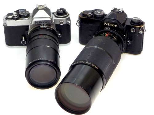 Nikon FM and FE with Lenses..Untested,Display,Spares or Repairs