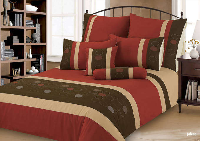 New: Jolene Duvet Set - Superior Quality, Cream/Brown 7pc: Super King
