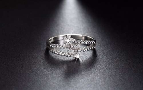 Elegant 925 Sterling Silver with Cubic Zirconia Resizable Ring **FREE VELVET POUCH