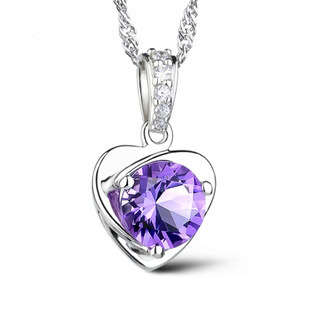 ***GORGEOUS*** Amethyst Heart Luxurious Pendant Necklace Genuine Silver - STOCK ON HAND