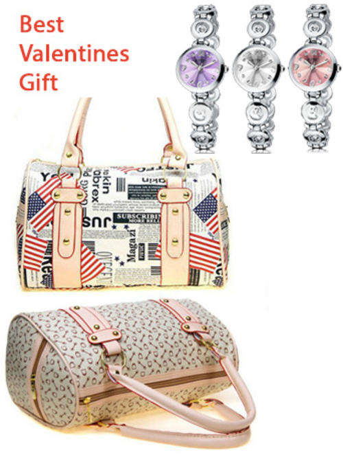 ***VALENTINES GIFT*** Ladies Fashion Designer Handbag + Ceramic Luxury Bracelet Watch
