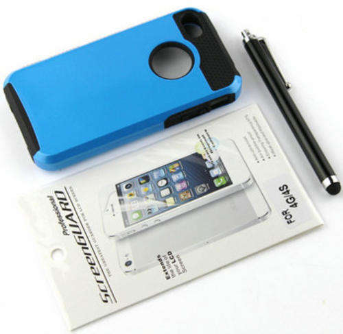 Iphone 4/4s Rugged Silicone Rubber Matte Hard Case Cover + FREE Screen Protector & Stylus