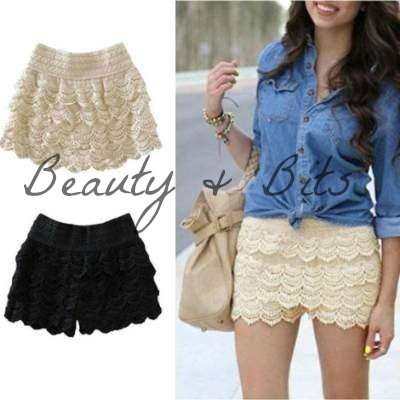 TO ORDER: Cute Crochet Tiered Lace Shorts