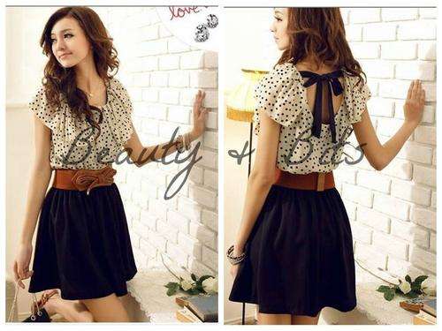 TO ORDER: Short Sleeve Polka Dot Mini Chiffon Summer Dress