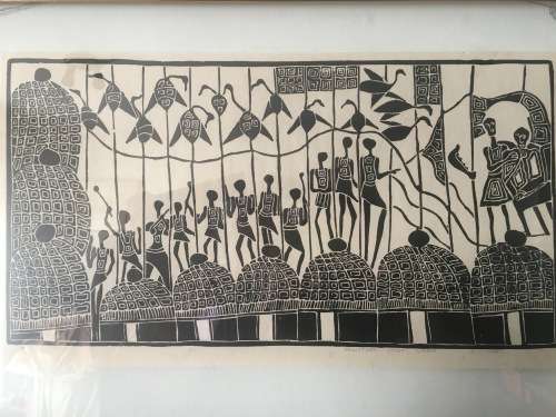 A Rare Linocut from Bhekisani Manyoni Signed Limited  From Rorke's Drift  Art School