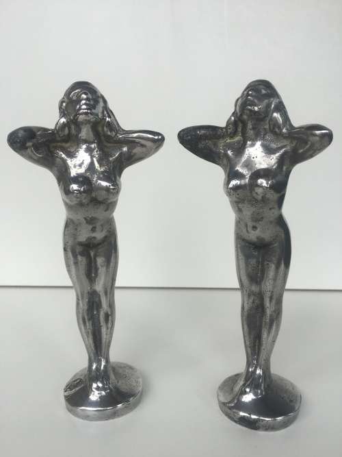 A Pair of Art Deco Aluminium  Lady Figurines