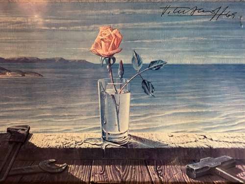 A SIGNED TRETCHIKOFF ROSE IN THE  WORKSHOP FRAMED PRINT