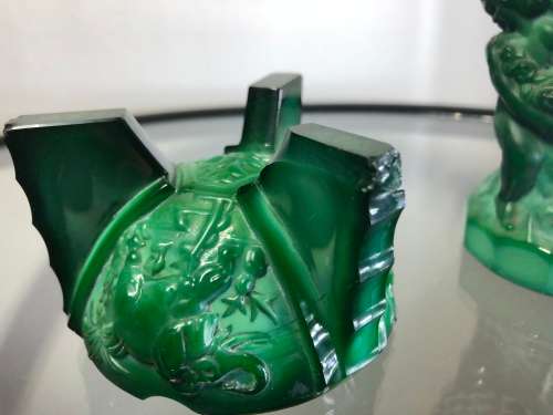 ART DECO MALACHITE GLASSWARE FROM CZECH