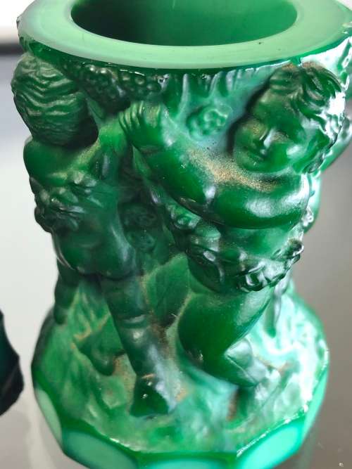 ART DECO MALACHITE GLASSWARE FROM CZECH