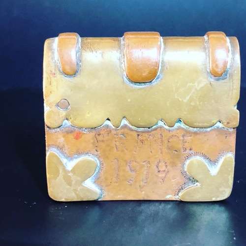 WW1 MILITARIA TRENCH ART LIGHTER AND SOLDIER`S CHRISTMAS TIN