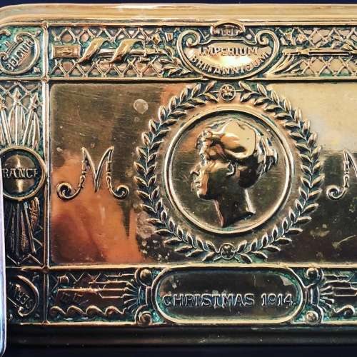 WW1 MILITARIA TRENCH ART LIGHTER AND SOLDIER`S CHRISTMAS TIN