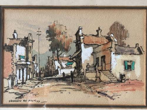 A SMALL DITRICT SIX WATERCOLOUR BY JOHNNIE DE KOCK DATED 1977
