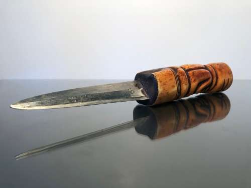 A Tribal Bone Hand Forged Knife