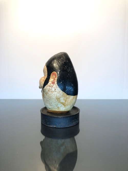 A Rare 19th Century Scrimshaw Hand Painted Whale Ear Bone