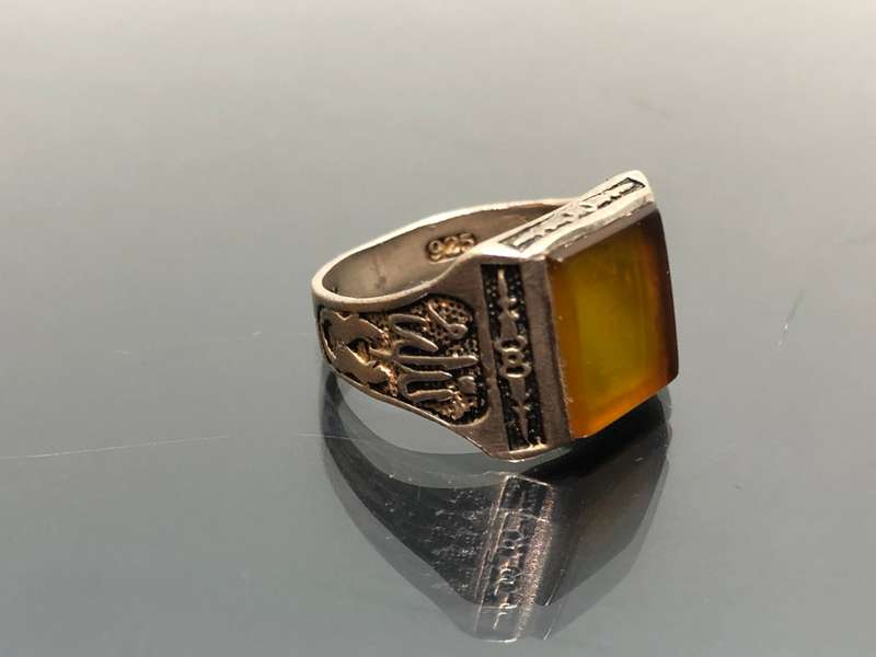 A Sterling Silver Carnelian Stone Afgan Arabic Mystical Ring