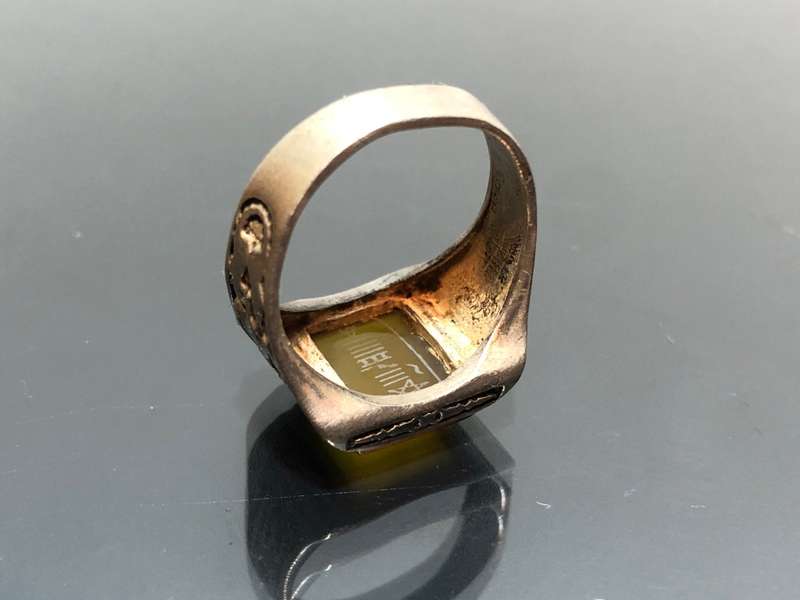 A Sterling Silver Carnelian Stone Afgan Arabic Mystical Ring