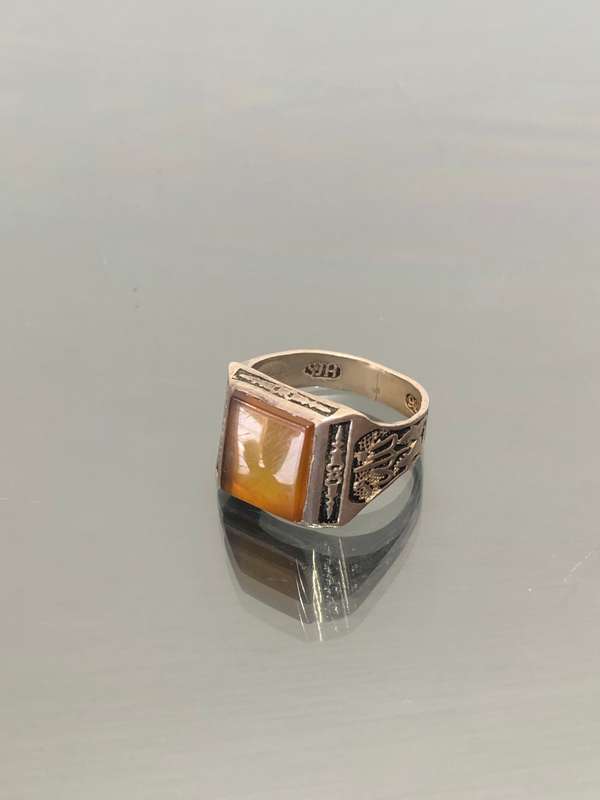 A Sterling Silver Carnelian Stone Afgan Arabic Mystical Ring