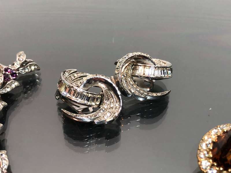 A Collection of Atwood and Sawyer Rhinestone Crystal Necklace and 4 Sets of Crystal Ear Rings