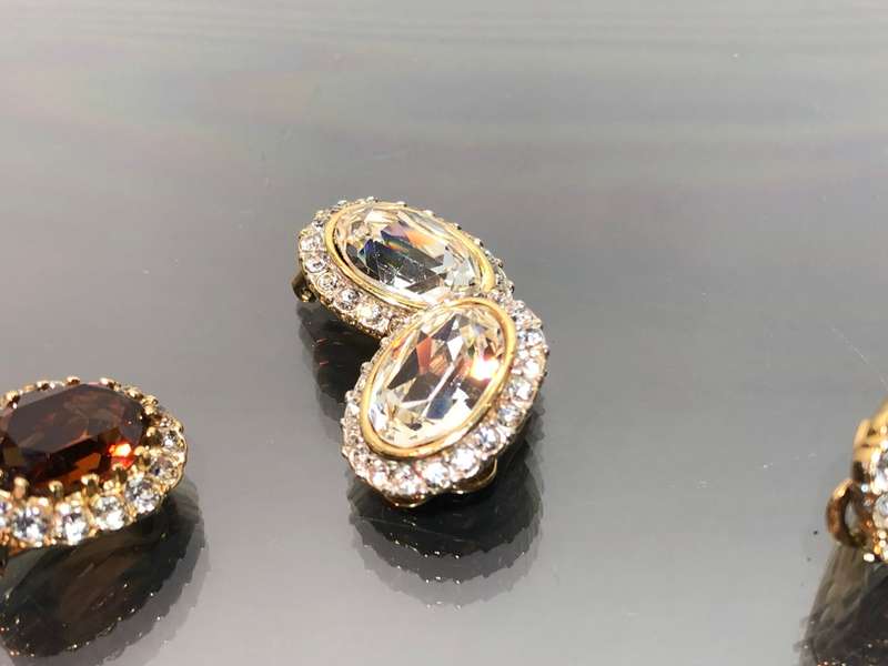 A Collection of Atwood and Sawyer Rhinestone Crystal Necklace and 4 Sets of Crystal Ear Rings