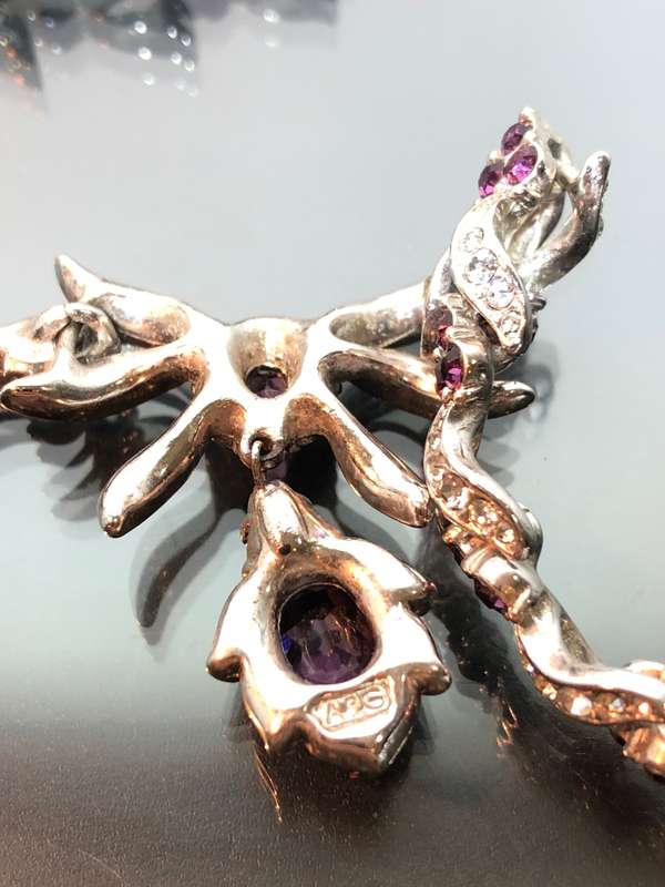 A Collection of Atwood and Sawyer Rhinestone Crystal Necklace and 4 Sets of Crystal Ear Rings
