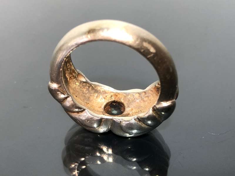 A Solid Silver and Garnet Gemstone Mens Ring