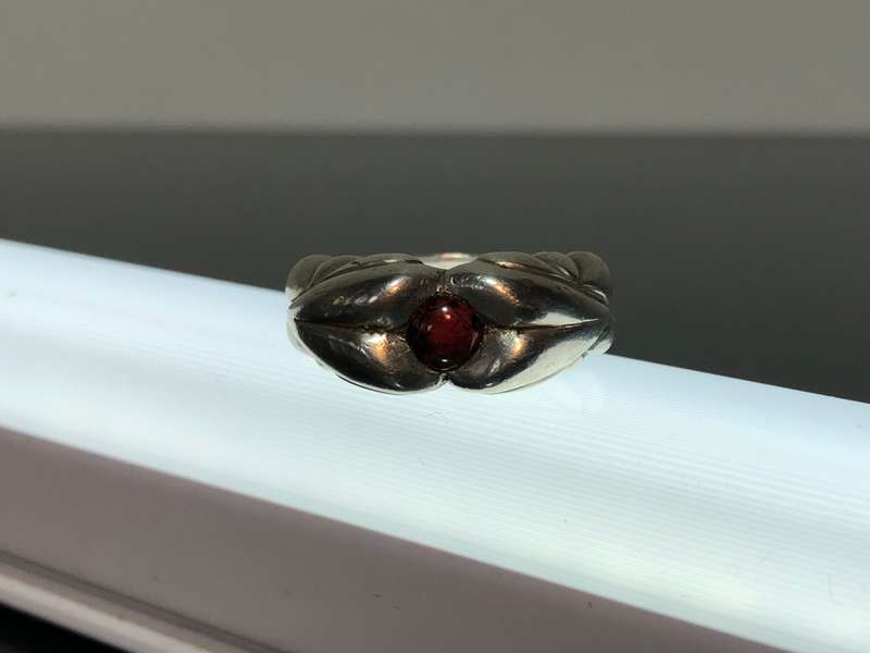 A Solid Silver and Garnet Gemstone Mens Ring