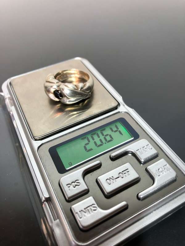 A Solid Silver and Garnet Gemstone Mens Ring