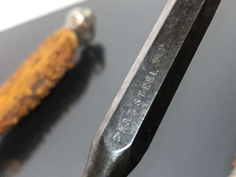 A Set of Carving Stag Horn Sterling Sliver Hallmarked