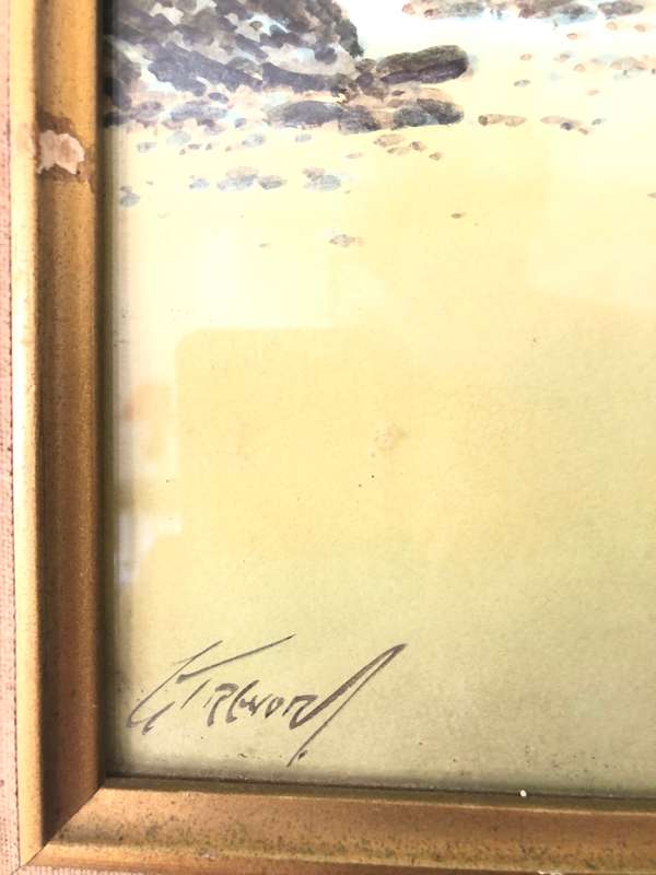 English Coastline Watercolour by Artist George Trevor circa 1920