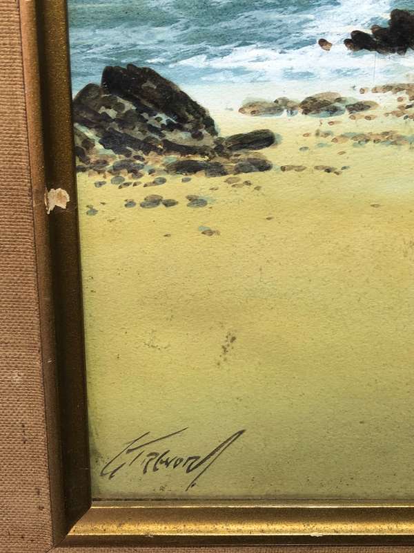 English Coastline Watercolour by Artist George Trevor circa 1920
