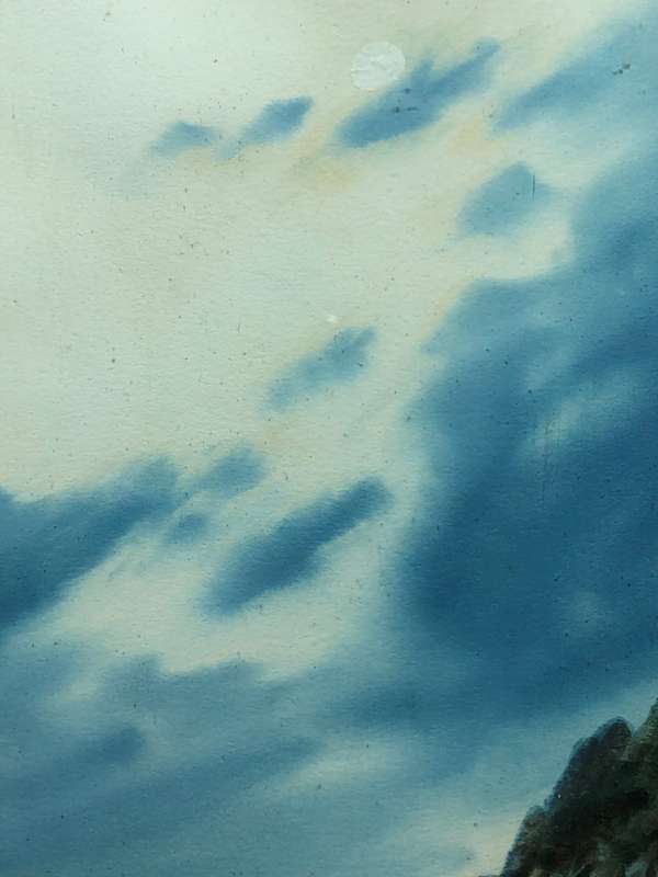 English Coastline Watercolour by Artist George Trevor circa 1920