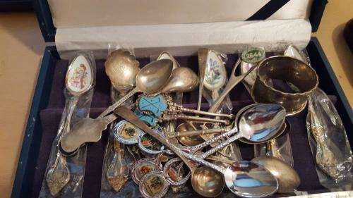 Some Rare Tea spoons and some Hallmark silver and a Hong Kong set Plus a Hallmark napkin ring  as a