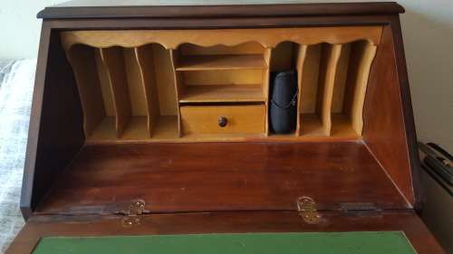 Writing bureau with Fall Front, Pigeon Holes and a Little Drawer over 3 large drawers. 76cm wide