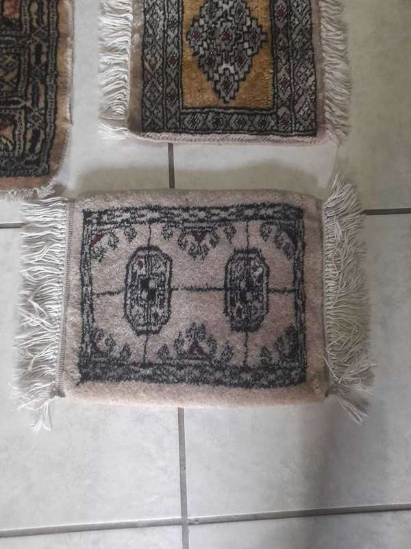 5 Persian Mini Woven Rugs Mat 30x30cm and one 96x 64cm  Bigger Rug