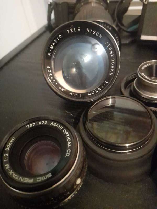 Vintage film camera lenses as is bargain box