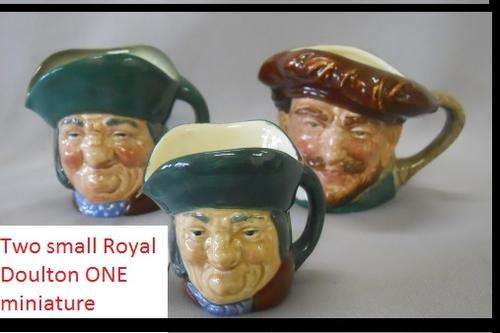 LATE ENTRY Two small Royal Doulton CHARACTER JUGS  namely  Drake with hat  8.3cm high and  Toby Phil