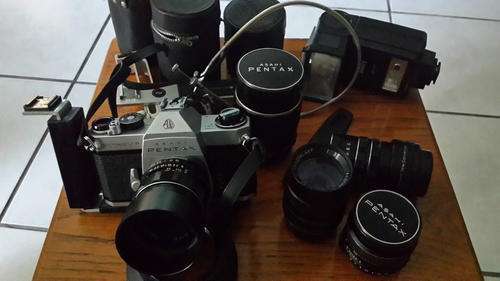 Asahi Pentax Spotmatic F 35mm Camera and 5 lenses  working Shipping R45
