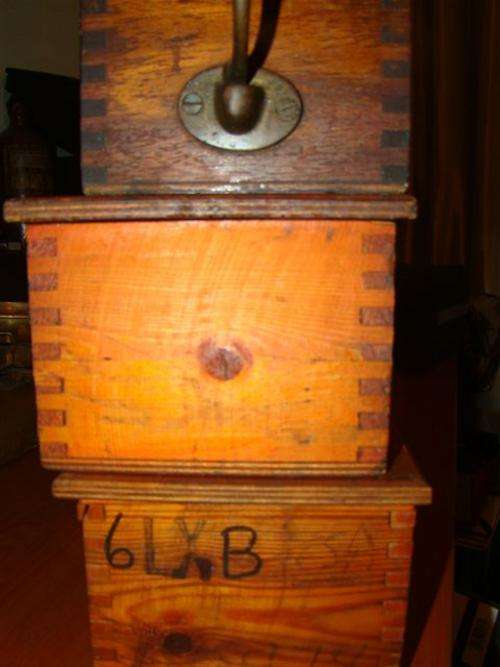 THREE  OLD WOODEN BOXES  SHIPPING WILL BE R30
