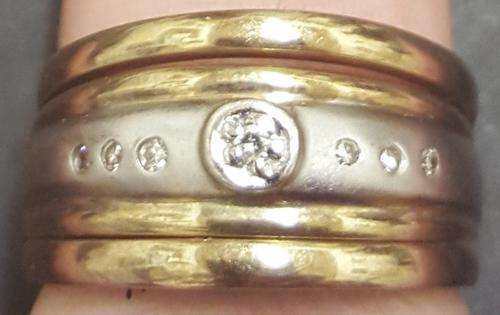 Ladies 3 Piece 9ct Yellow/White Gold Ring ***With Diamond Chips*** Weight 5.4g - SEE DISCRIPTION