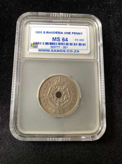 1935 Southern Rhodesia One Penny - Graded MS64