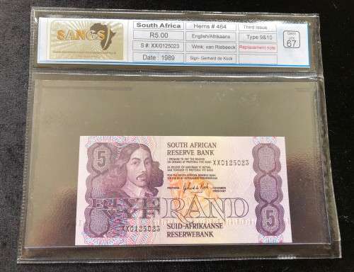 2 x 1989 REPLACEMENT R5 Notes (In Sequence)