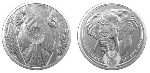 2019 Brilliant UNC Big SILVER Elephant R5 Coin