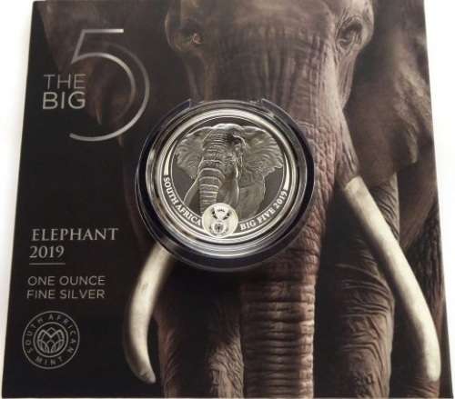 2019 Brilliant UNC Big SILVER Elephant R5 Coin