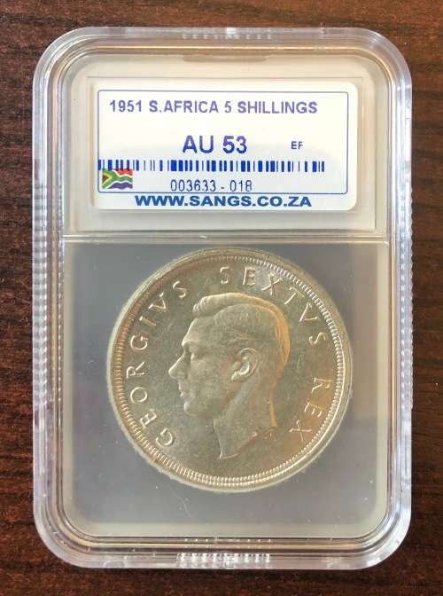 1951 SA SILVER Crown / 5 Shillings (AU53)