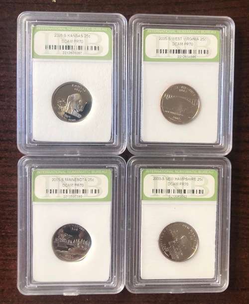 Set of 4 x USA 2005-S State Quarters / 25c (PR70 DCAM)