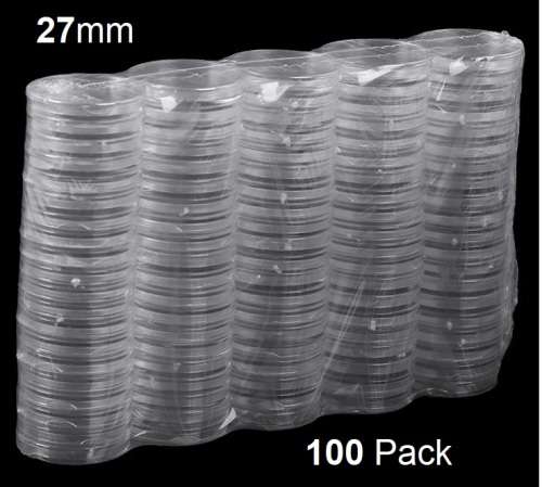 Clear Round Coin Capsules (27mm) - 100 Pack